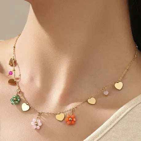 18K Stainless Steel Tarnish Free Seedbead Necklace |