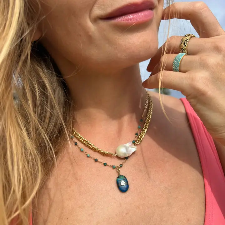 Tiny Amulet Necklace- Rainbow