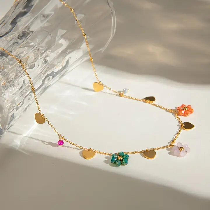 18K Stainless Steel Tarnish Free Seedbead Necklace |